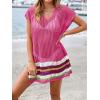 imageImily Bela Womens Crochet Swim Cover Up 2025 Swimsuits V Neck Swimwear Summer Bathing Suit Mesh Mini Dresses Beach ClothesBright Pink