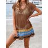 imageImily Bela Womens Crochet Swim Cover Up 2025 Swimsuits V Neck Swimwear Summer Bathing Suit Mesh Mini Dresses Beach ClothesBrown