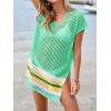 imageImily Bela Womens Crochet Swim Cover Up 2025 Swimsuits V Neck Swimwear Summer Bathing Suit Mesh Mini Dresses Beach ClothesLight Green