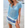 imageImily Bela Womens Crochet Swim Cover Up 2025 Swimsuits V Neck Swimwear Summer Bathing Suit Mesh Mini Dresses Beach ClothesSky Blue