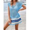 imageImily Bela Womens Crochet Swim Cover Up 2025 Swimsuits V Neck Swimwear Summer Bathing Suit Mesh Mini Dresses Beach ClothesSky Blue