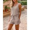 imageImily Bela Womens Pajama Sets 2 Piece Sleeveless Summer Pjs Ribbed Knit Tank Top and Shorts Cute Lounge SleepwearCamel