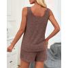 imageImily Bela Womens Pajama Sets 2 Piece Sleeveless Summer Pjs Ribbed Knit Tank Top and Shorts Cute Lounge SleepwearCoffee