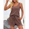 imageImily Bela Womens Pajama Sets 2 Piece Sleeveless Summer Pjs Ribbed Knit Tank Top and Shorts Cute Lounge SleepwearCoffee