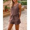 imageImily Bela Womens Pajama Sets 2 Piece Sleeveless Summer Pjs Ribbed Knit Tank Top and Shorts Cute Lounge SleepwearCoffee