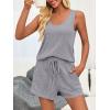 imageImily Bela Womens Pajama Sets 2 Piece Sleeveless Summer Pjs Ribbed Knit Tank Top and Shorts Cute Lounge SleepwearGrey