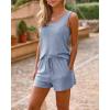 imageImily Bela Womens Pajama Sets 2 Piece Sleeveless Summer Pjs Ribbed Knit Tank Top and Shorts Cute Lounge SleepwearLight Blue