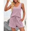 imageImily Bela Womens Pajama Sets 2 Piece Sleeveless Summer Pjs Ribbed Knit Tank Top and Shorts Cute Lounge SleepwearLight Pink