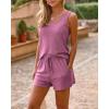 imageImily Bela Womens Pajama Sets 2 Piece Sleeveless Summer Pjs Ribbed Knit Tank Top and Shorts Cute Lounge SleepwearPink
