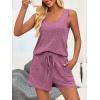 imageImily Bela Womens Pajama Sets 2 Piece Sleeveless Summer Pjs Ribbed Knit Tank Top and Shorts Cute Lounge SleepwearPink