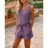 imageImily Bela Womens Pajama Sets 2 Piece Sleeveless Summer Pjs Ribbed Knit Tank Top and Shorts Cute Lounge SleepwearPurple