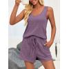 imageImily Bela Womens Pajama Sets 2 Piece Sleeveless Summer Pjs Ribbed Knit Tank Top and Shorts Cute Lounge SleepwearPurple