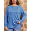 imageImily Bela Womens Plus Size Shirts Long Sleeve Dressy Casual Tops Blouses Fashion Pleated TunicsBlue