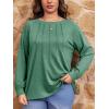 imageImily Bela Womens Plus Size Shirts Long Sleeve Dressy Casual Tops Blouses Fashion Pleated TunicsGreen