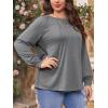 imageImily Bela Womens Plus Size Shirts Long Sleeve Dressy Casual Tops Blouses Fashion Pleated TunicsGrey