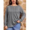 imageImily Bela Womens Plus Size Shirts Long Sleeve Dressy Casual Tops Blouses Fashion Pleated TunicsGrey