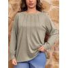 imageImily Bela Womens Plus Size Shirts Long Sleeve Dressy Casual Tops Blouses Fashion Pleated TunicsKhaki