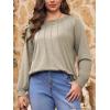 imageImily Bela Womens Plus Size Shirts Long Sleeve Dressy Casual Tops Blouses Fashion Pleated TunicsKhaki