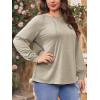 imageImily Bela Womens Plus Size Shirts Long Sleeve Dressy Casual Tops Blouses Fashion Pleated TunicsKhaki