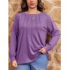 imageImily Bela Womens Plus Size Shirts Long Sleeve Dressy Casual Tops Blouses Fashion Pleated TunicsPurple