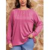 imageImily Bela Womens Plus Size Shirts Long Sleeve Dressy Casual Tops Blouses Fashion Pleated TunicsRose Red
