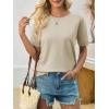 imageImily Bela Womens Summer Short Sleeve Sweater Dressy Casual Crew Neck Knit Tops Fashion Pullover ShirtsApricot