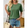 imageImily Bela Womens Summer Short Sleeve Sweater Dressy Casual Crew Neck Knit Tops Fashion Pullover ShirtsArmy Green