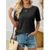 imageImily Bela Womens Summer Short Sleeve Sweater Dressy Casual Crew Neck Knit Tops Fashion Pullover ShirtsBlack