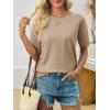 imageImily Bela Womens Summer Short Sleeve Sweater Dressy Casual Crew Neck Knit Tops Fashion Pullover ShirtsCamel Apricot