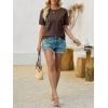 imageImily Bela Womens Summer Short Sleeve Sweater Dressy Casual Crew Neck Knit Tops Fashion Pullover ShirtsCoffee