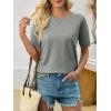 imageImily Bela Womens Summer Short Sleeve Sweater Dressy Casual Crew Neck Knit Tops Fashion Pullover ShirtsGray
