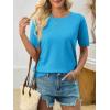 imageImily Bela Womens Summer Short Sleeve Sweater Dressy Casual Crew Neck Knit Tops Fashion Pullover ShirtsLake Blue