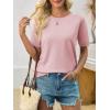 imageImily Bela Womens Summer Short Sleeve Sweater Dressy Casual Crew Neck Knit Tops Fashion Pullover ShirtsLight Pink