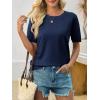 imageImily Bela Womens Summer Short Sleeve Sweater Dressy Casual Crew Neck Knit Tops Fashion Pullover ShirtsNavy Blue