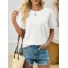 imageImily Bela Womens Summer Short Sleeve Sweater Dressy Casual Crew Neck Knit Tops Fashion Pullover ShirtsWhite