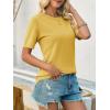 imageImily Bela Womens Summer Short Sleeve Sweater Dressy Casual Crew Neck Knit Tops Fashion Pullover ShirtsYellow