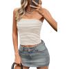 imageImily Bela Womens Summer Tube Tops Strapless No Pad Clubwear Y2K Going Out Stretchy Basic Casual Cami TopsKhaki Striped