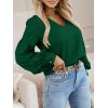 imageImily Bela Womens V Neck Blouses Dressy Work Casual Long Lantern Sleeve Chiffon Shirts Tops