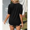 imageImily Bela Womens V Neck T Shirts Casual Puff Sleeve Loose Dressy Blouses Summer TopsBlack