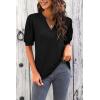 imageImily Bela Womens V Neck T Shirts Casual Puff Sleeve Loose Dressy Blouses Summer TopsBlack
