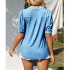 imageImily Bela Womens V Neck T Shirts Casual Puff Sleeve Loose Dressy Blouses Summer TopsBlue
