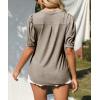 imageImily Bela Womens V Neck T Shirts Casual Puff Sleeve Loose Dressy Blouses Summer TopsCamel