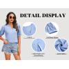 imageImily Bela Womens V Neck T Shirts Casual Puff Sleeve Loose Dressy Blouses Summer TopsDark BlueKelly Green