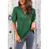 imageImily Bela Womens V Neck T Shirts Casual Puff Sleeve Loose Dressy Blouses Summer TopsDark BlueKelly Green