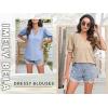 imageImily Bela Womens V Neck T Shirts Casual Puff Sleeve Loose Dressy Blouses Summer TopsDark BlueKelly Green