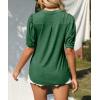 imageImily Bela Womens V Neck T Shirts Casual Puff Sleeve Loose Dressy Blouses Summer TopsDark BlueKelly Green