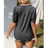 imageImily Bela Womens V Neck T Shirts Casual Puff Sleeve Loose Dressy Blouses Summer TopsDark Grey