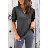 imageImily Bela Womens V Neck T Shirts Casual Puff Sleeve Loose Dressy Blouses Summer TopsDark Grey