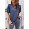 imageImily Bela Womens V Neck T Shirts Casual Puff Sleeve Loose Dressy Blouses Summer TopsDirty Blue