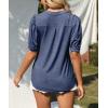 imageImily Bela Womens V Neck T Shirts Casual Puff Sleeve Loose Dressy Blouses Summer TopsDirty Blue